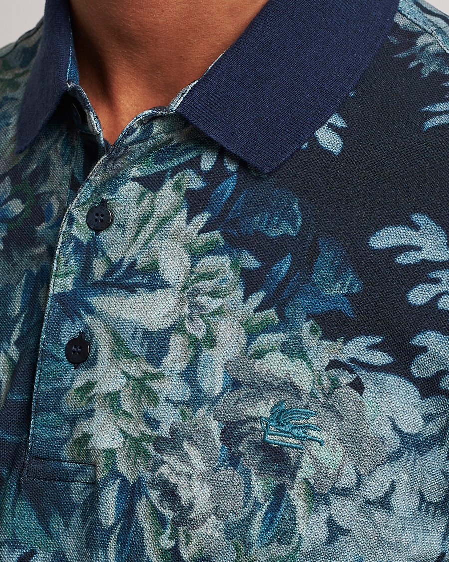 Men | Polo Shirts | Etro | Short Sleeve Printed Polo Dark Blue