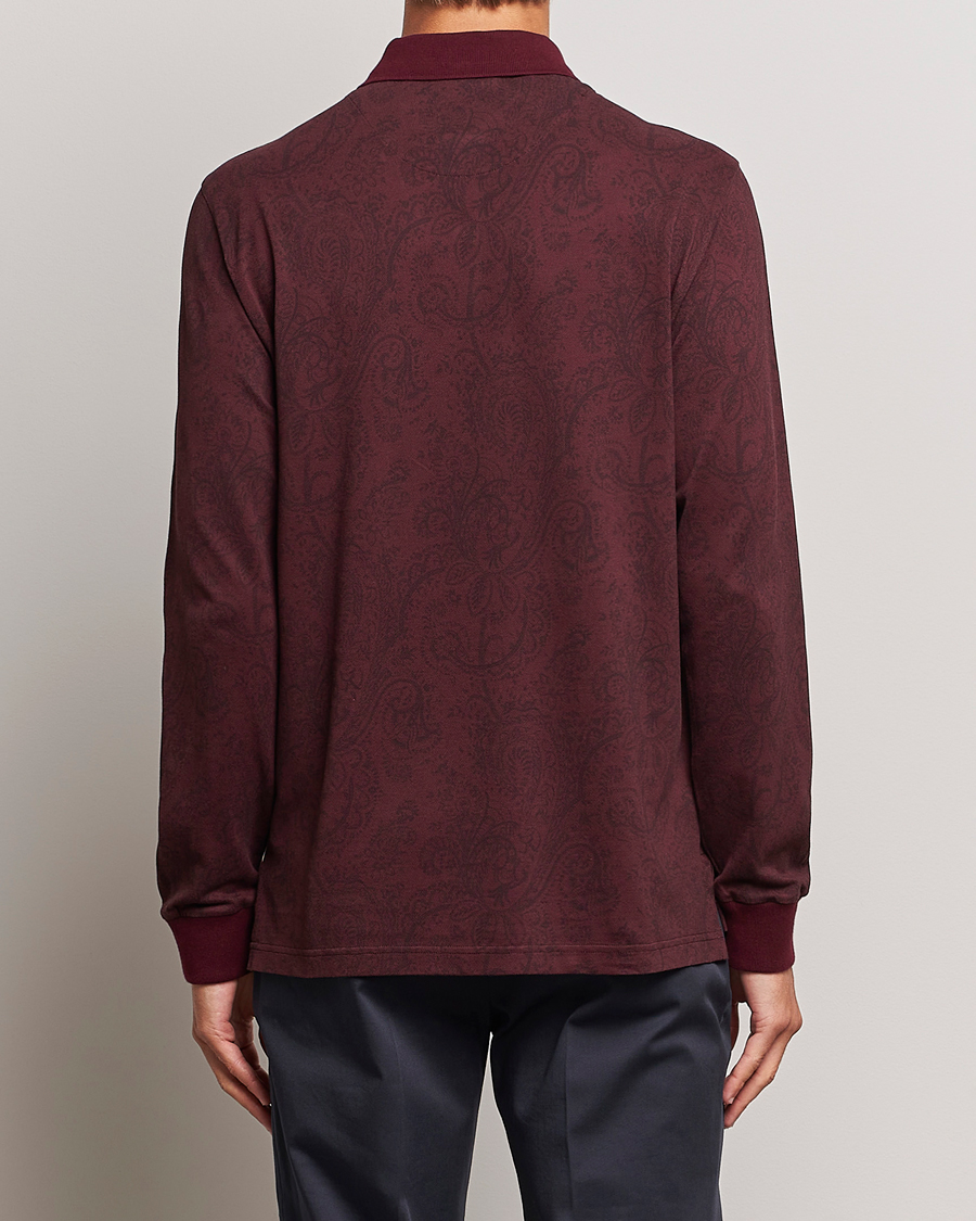 Men | Sweaters & Knitwear | Etro | Tonal Paisley Long Sleeve Polo Burgundy