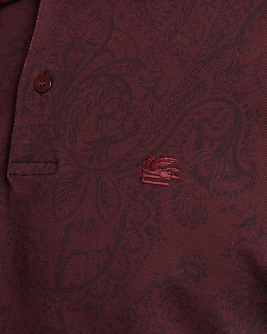 Men | Sweaters & Knitwear | Etro | Tonal Paisley Long Sleeve Polo Burgundy