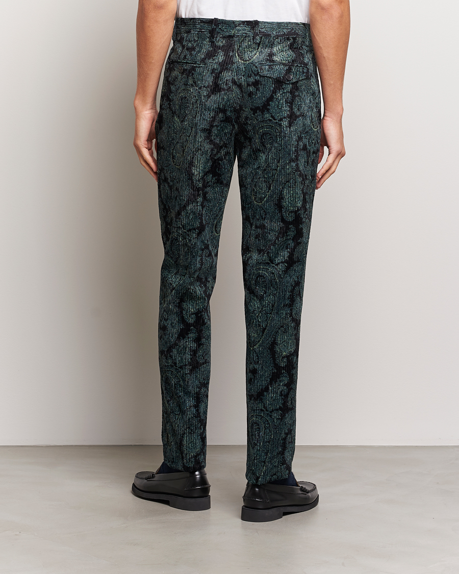 Men | Trousers | Etro | Tailored Paisley Corduroy Trousers Dark Blue