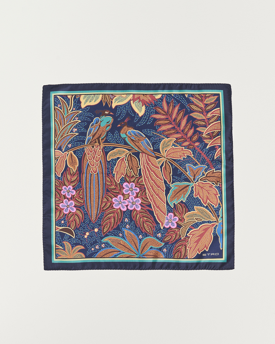 Men | Etro Bangalore Printed Pocket Square Navy | Etro | Bangalore Printed Pocket Square Navy