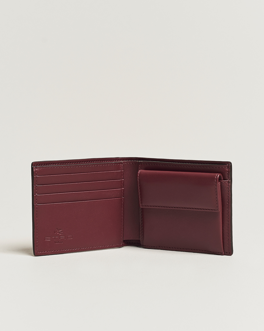 Men | Bi-fold & Zip Wallets | Etro | Paisley Leather Wallet Burgundy