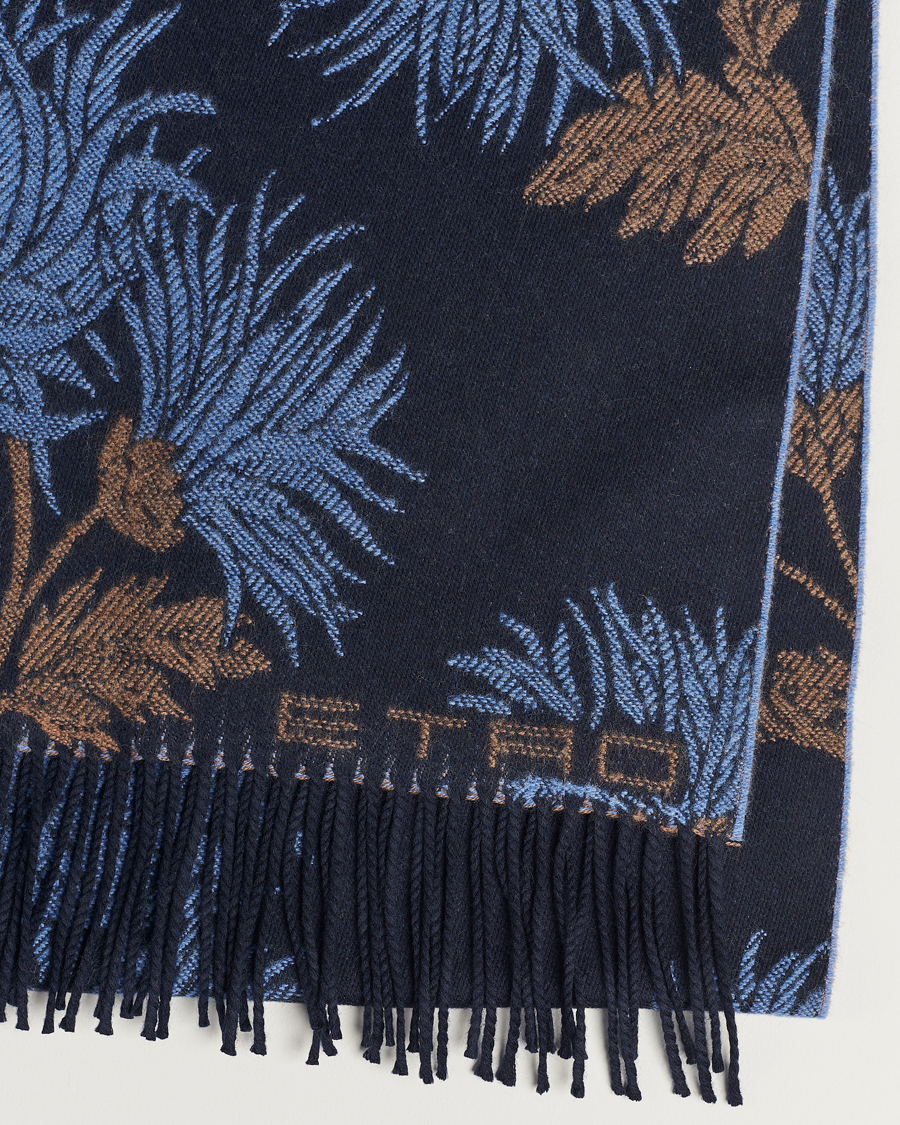 Men | Etro Floral Wool Scarf Dark Blue | Etro | Floral Wool Scarf Dark Blue