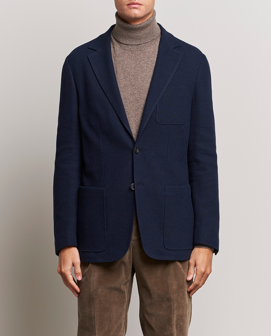 Men |  | Canali | Structured Wool Jersey Jacket Navy