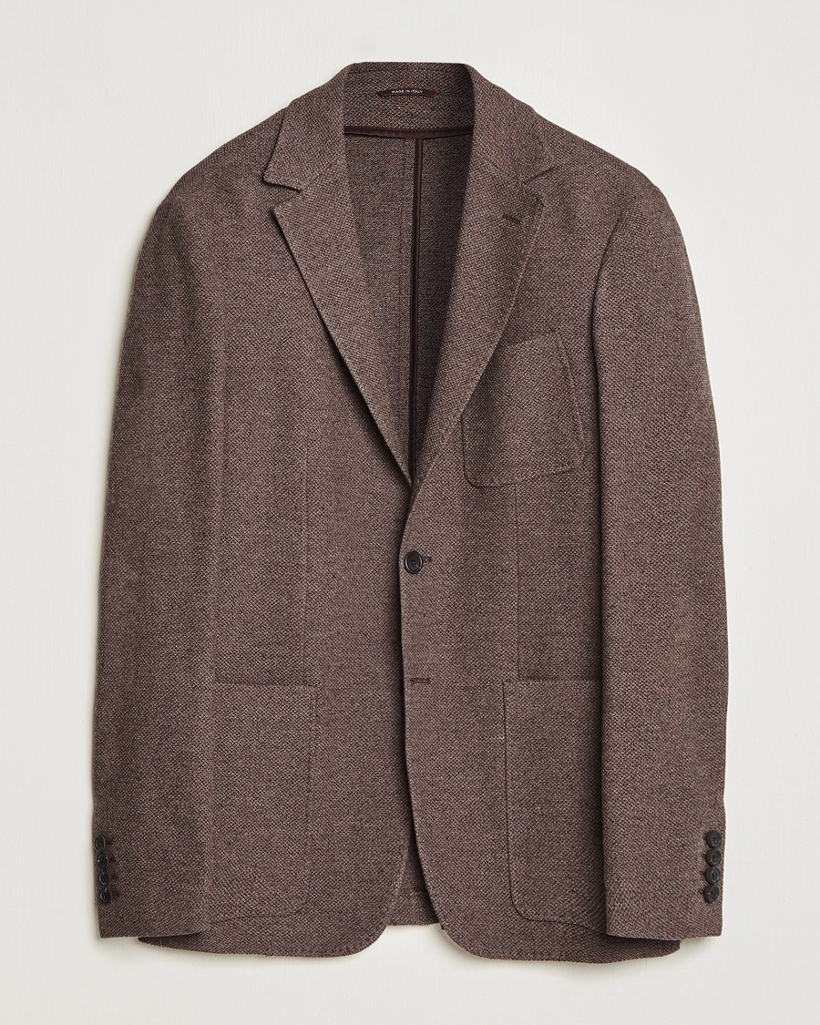 Men | Wool Blazers | Canali | Structured Wool Jersey Jacket Beige
