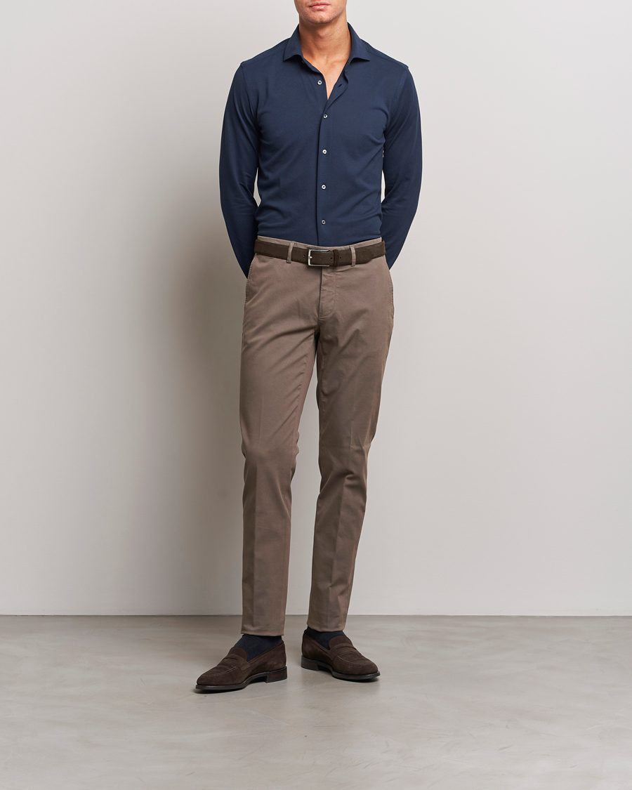 Men | Trousers | Canali | Slim Fit Stretch Chinos Brown