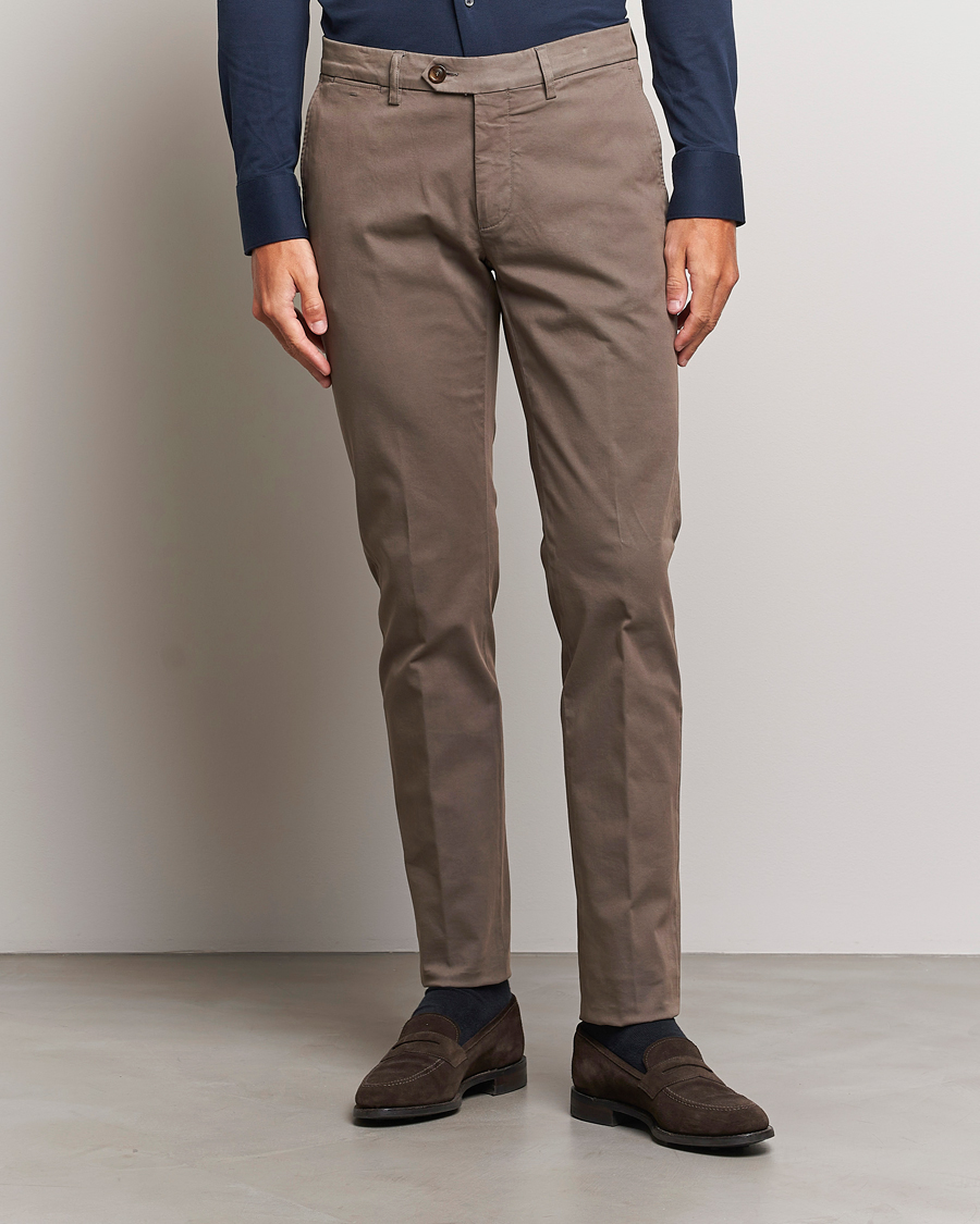 Men | Canali | Canali | Slim Fit Stretch Chinos Brown