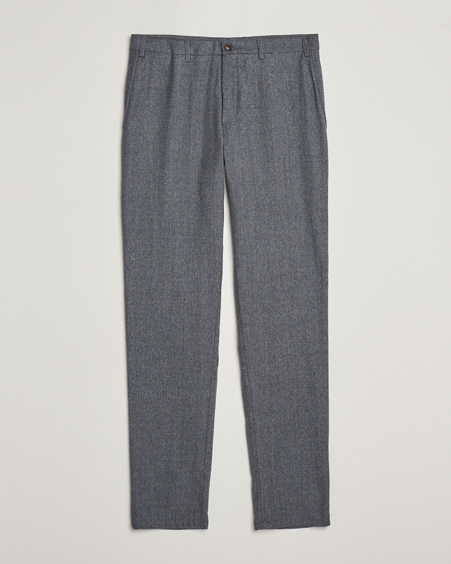 Men | Trousers | Canali | Slim Fit Washable Flannel Trousers Grey Melange