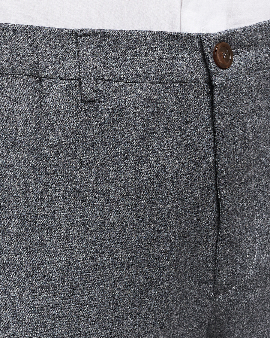Men | Trousers | Canali | Slim Fit Washable Flannel Trousers Grey Melange