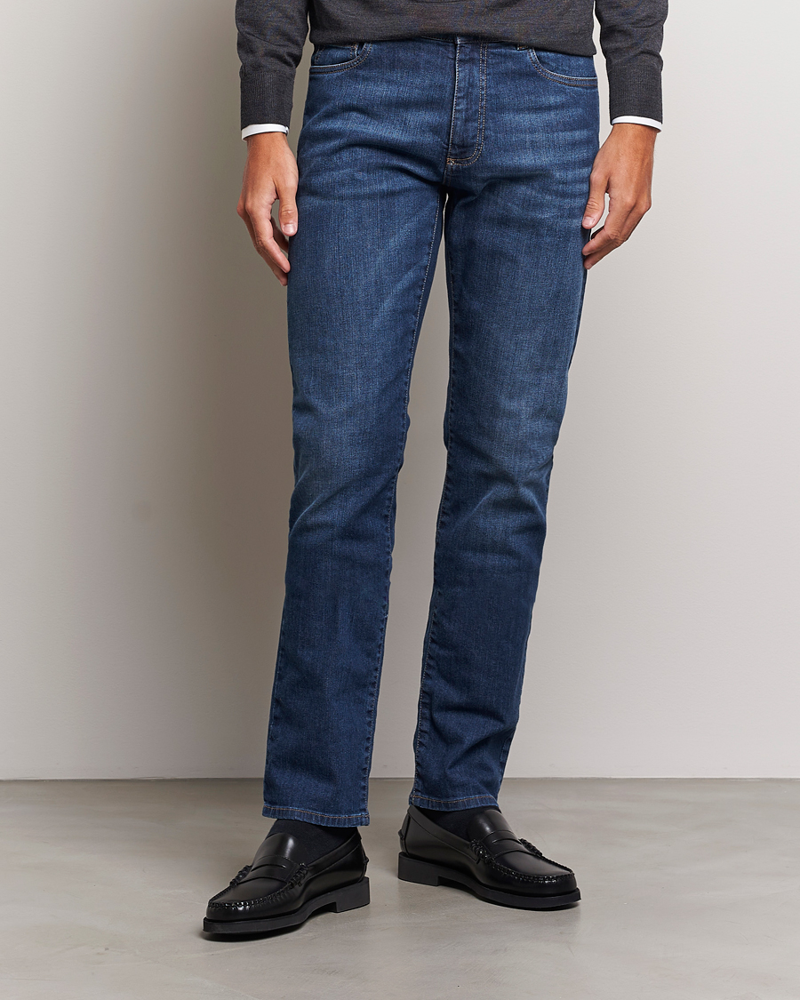 Men | Canali | Canali | Slim Fit Stretch Jeans Medium Blue Wash