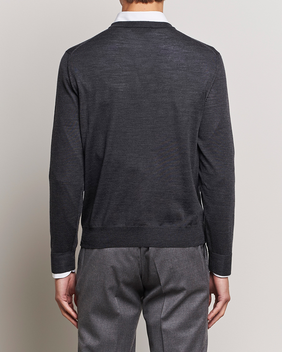 Men | Sweaters & Knitwear | Canali | Merino Wool V-Neck Charcoal