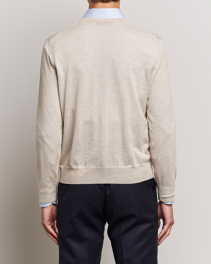 Men | Sweaters & Knitwear | Canali | Merino Wool V-Neck Light Beige
