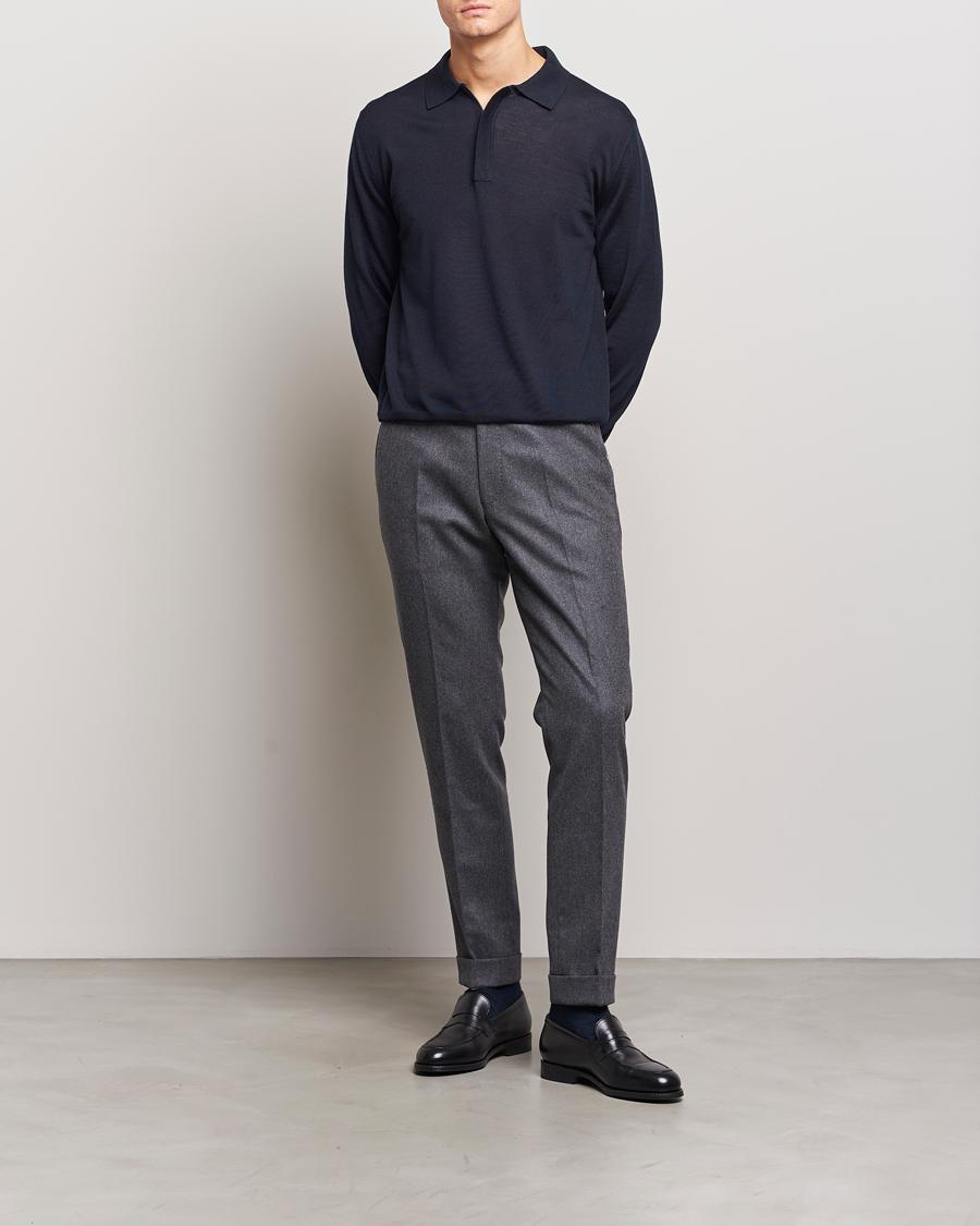 Men | Sweaters & Knitwear | Canali | Merino Wool Half Zip Navy
