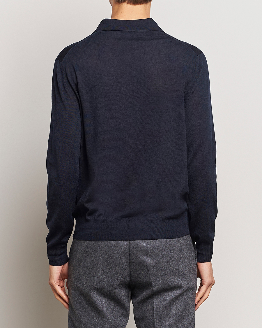 Men | Sweaters & Knitwear | Canali | Merino Wool Half Zip Navy