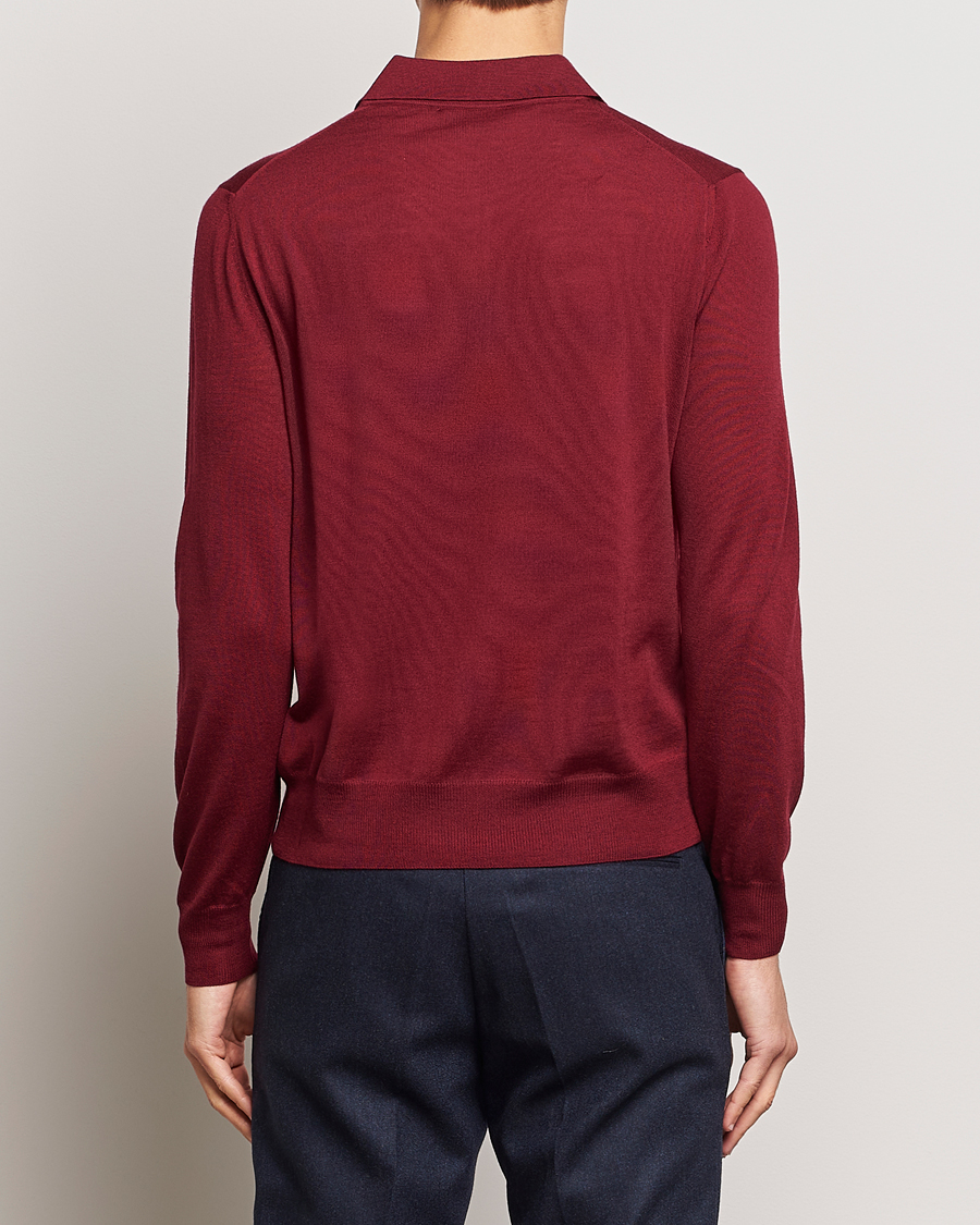 Men | Sweaters & Knitwear | Canali | Merino Wool Half Zip Burgundy