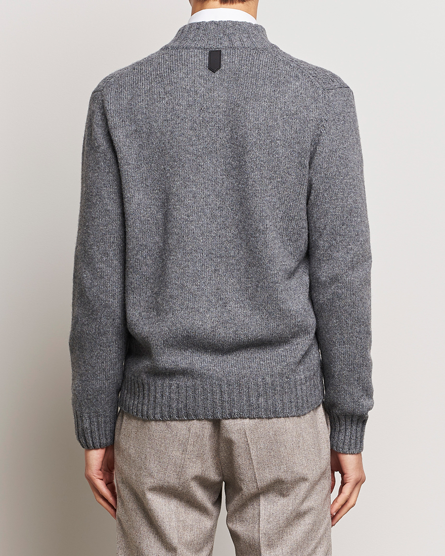 Men | Sweaters & Knitwear | Canali | Chunky Wool Cardigan Grey Melange
