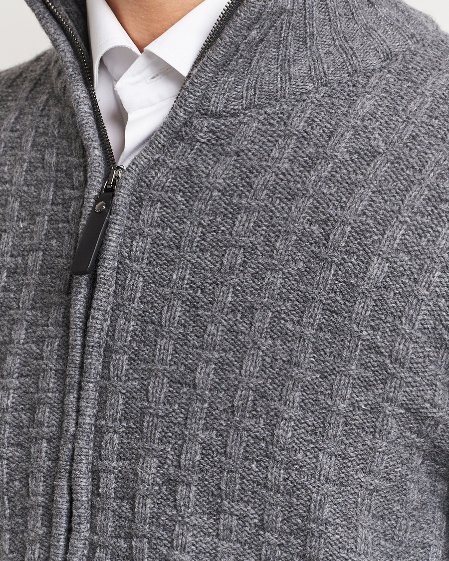 Men | Sweaters & Knitwear | Canali | Chunky Wool Cardigan Grey Melange
