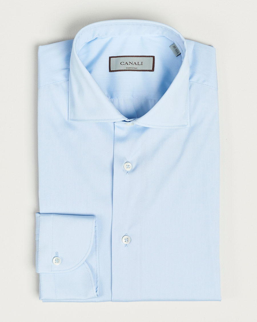 Men | Canali | Canali | Slim Fit Cotton/Stretch Shirt Light Blue