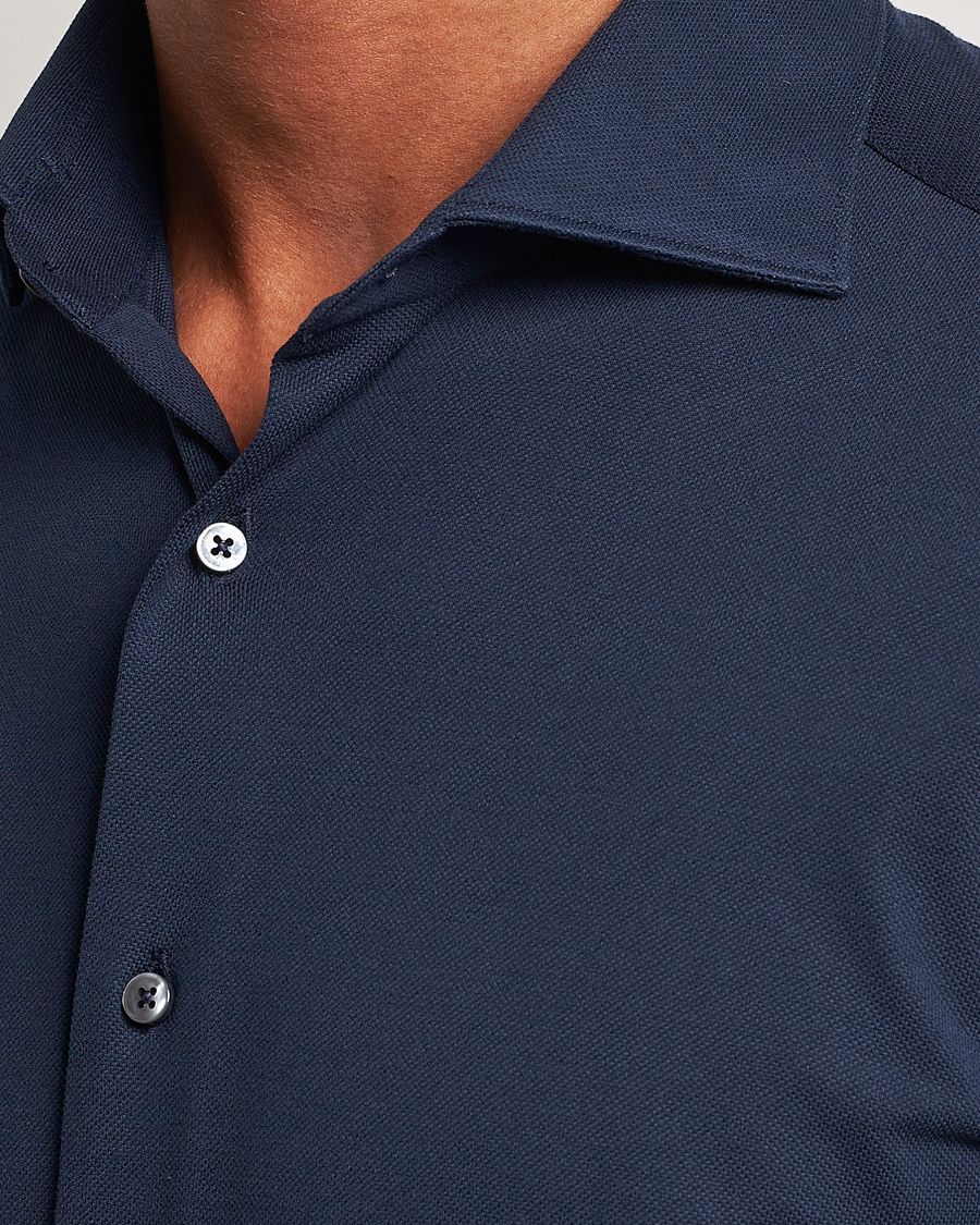 Men | Shirts | Canali | Slim Fit Pique Shirt Navy