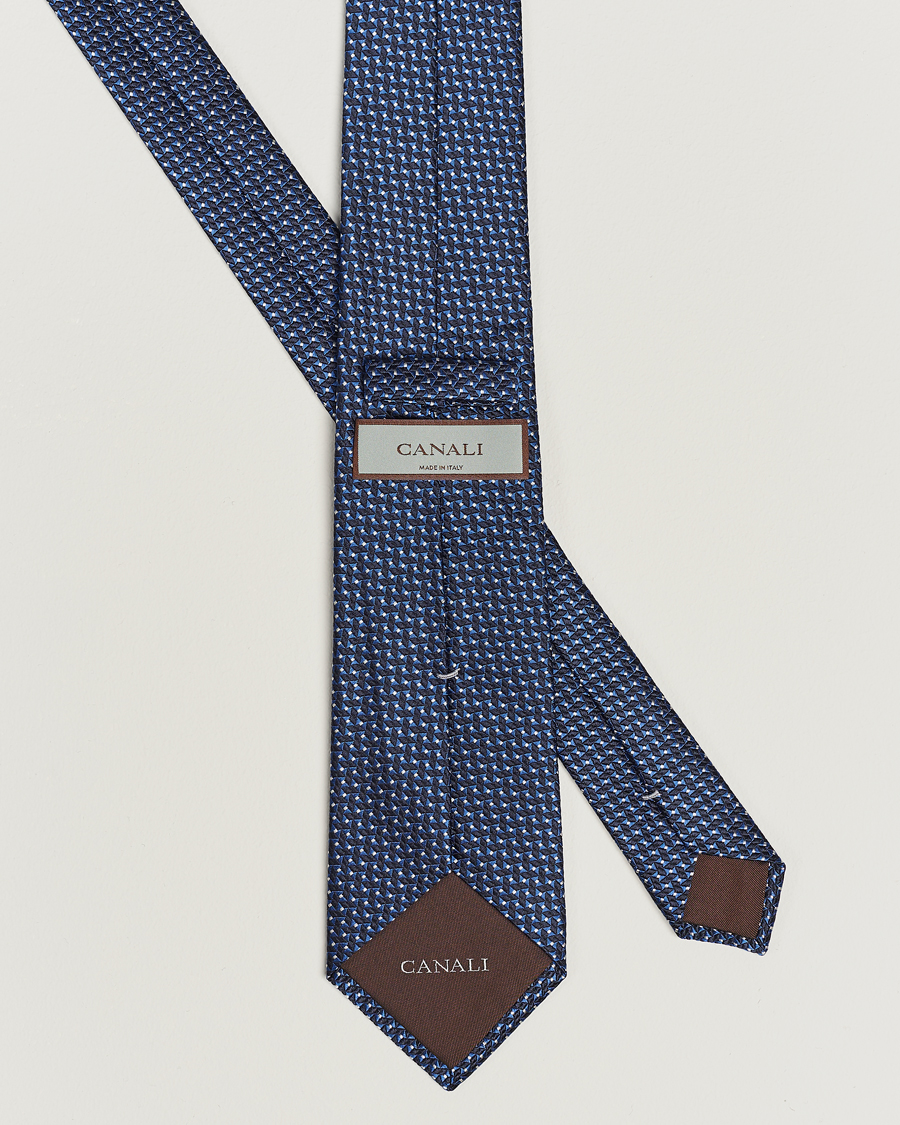 Men | Canali Jacquard Micro Dot Silk Tie Dark Blue | Canali | Jacquard Micro Dot Silk Tie Dark Blue
