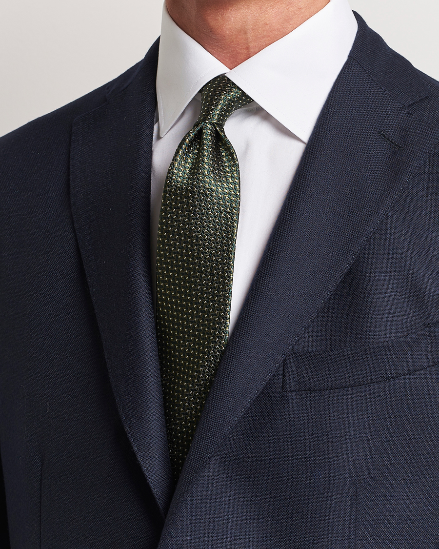 Men | Ties | Canali | Jacquard Micro Dot Silk Tie Dark Green
