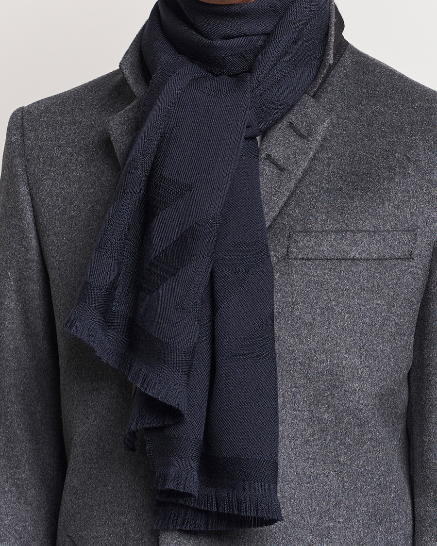 Men | Scarves | Canali | Textured Wool Scarf Navy