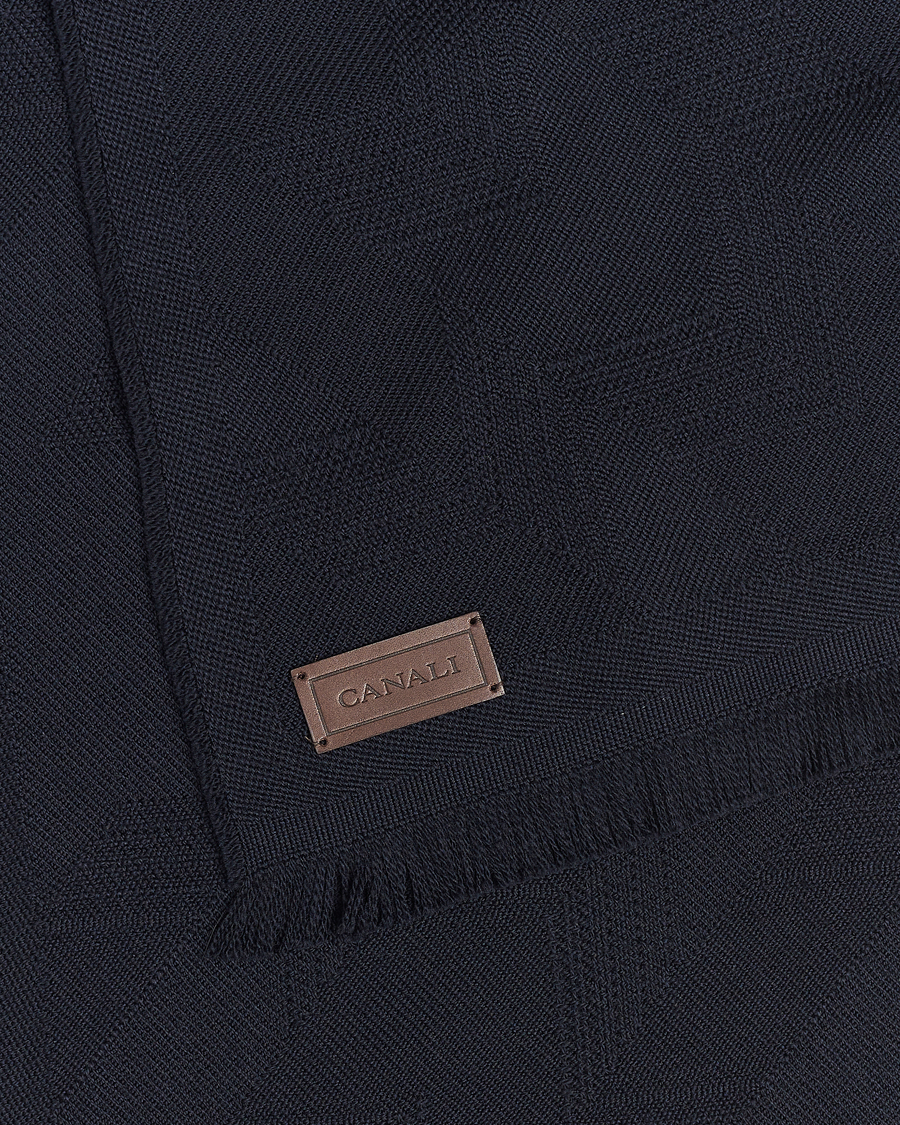 Men | Canali Textured Wool Scarf Navy | Canali | Textured Wool Scarf Navy
