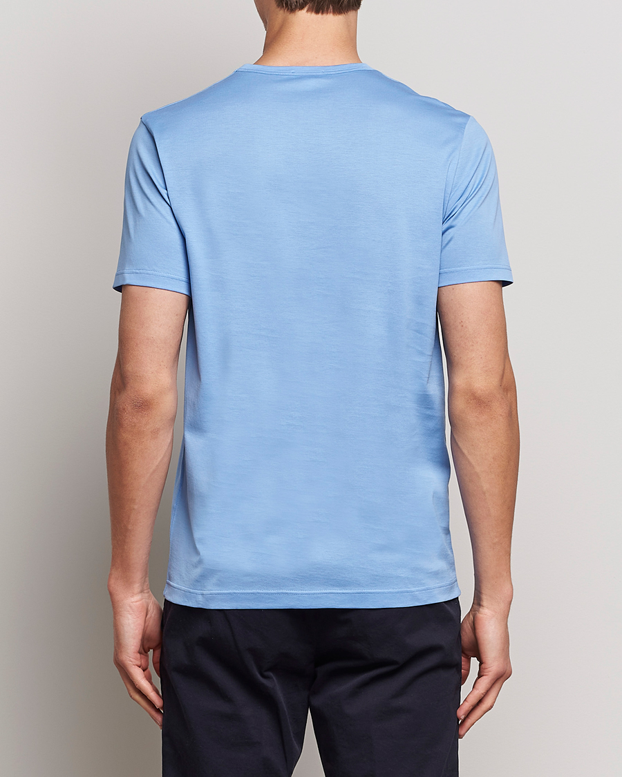 Men | T-Shirts | Sunspel | Crew Neck Cotton Tee Cool Blue