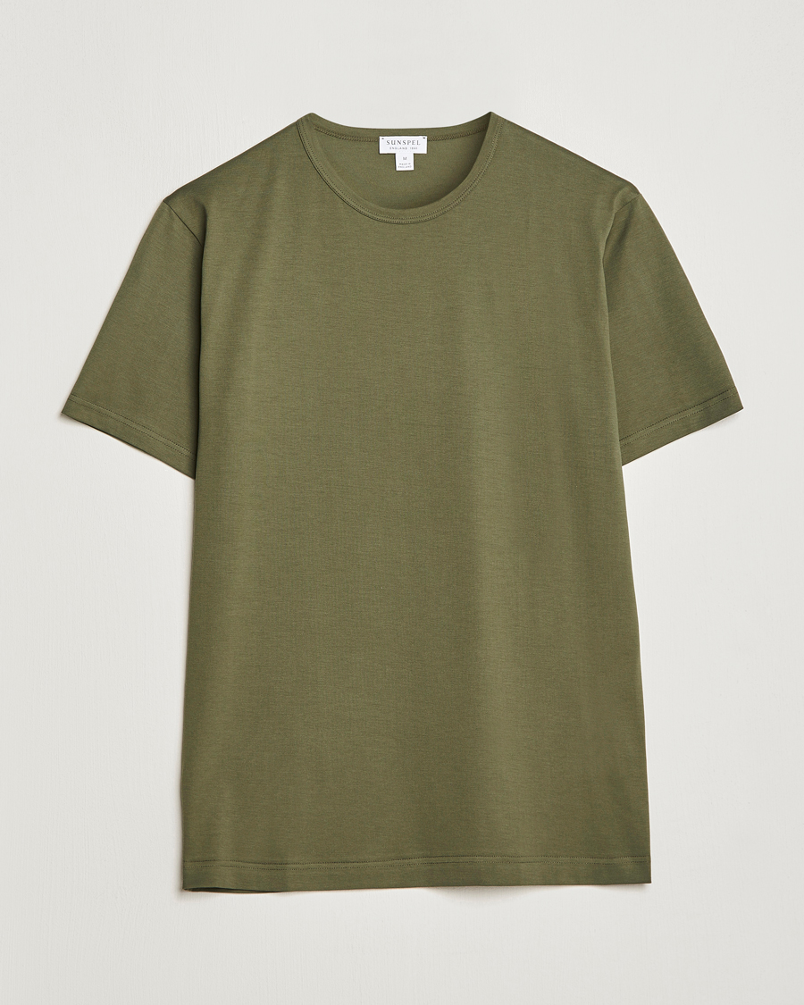 Men | T-Shirts | Sunspel | Crew Neck Cotton Tee Hunter Green
