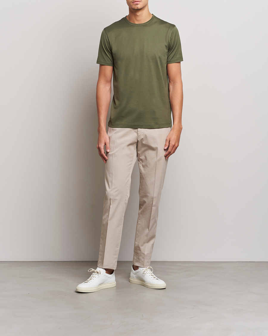 Men | T-Shirts | Sunspel | Crew Neck Cotton Tee Hunter Green