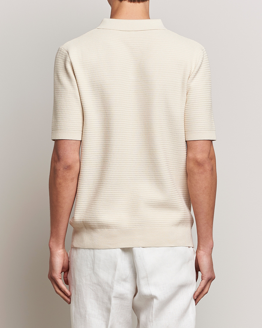 Men | Polo Shirts | Sunspel | Knitted Polo Shirt Ecru