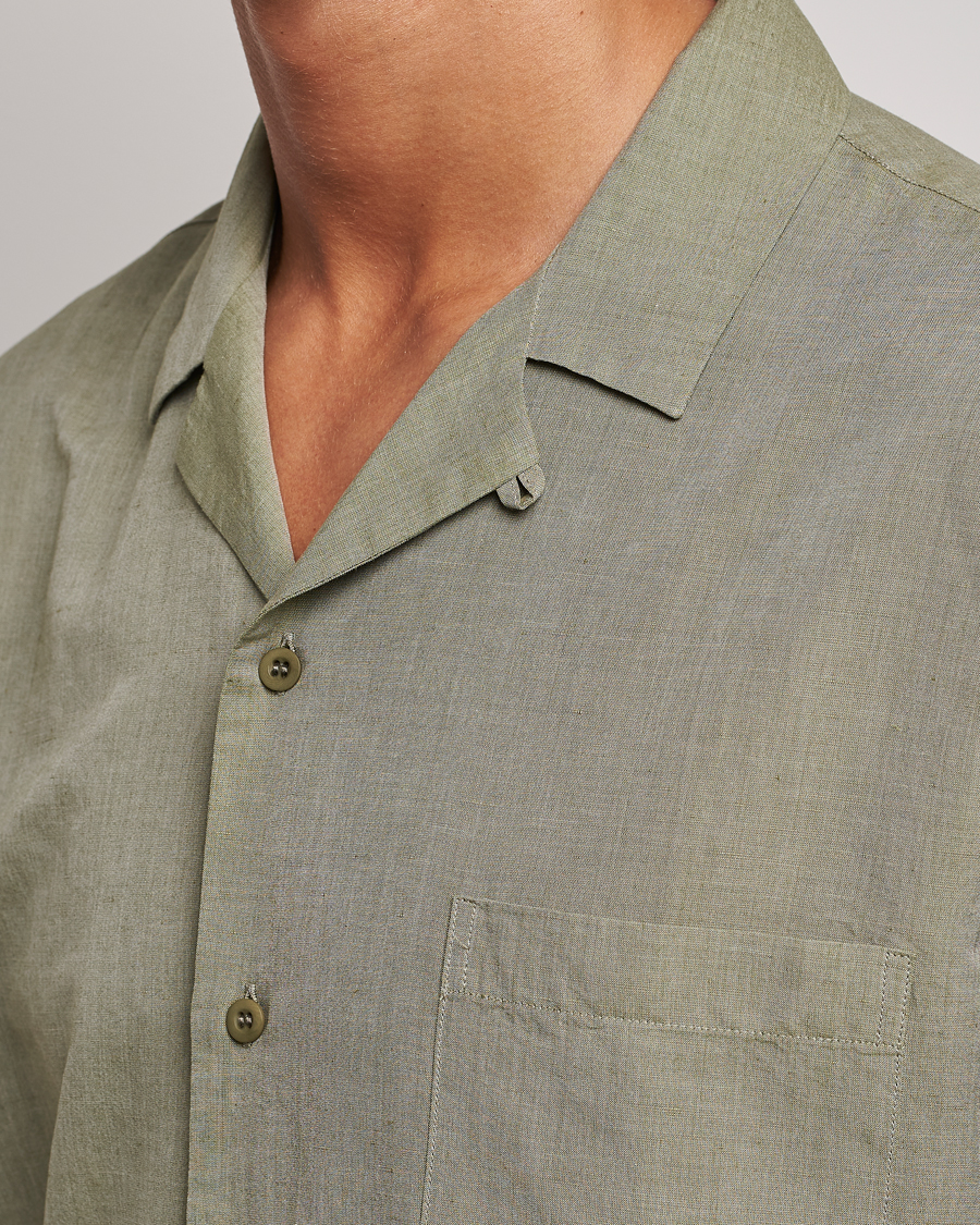 Men | Shirts | Sunspel | Lightweight Cotton/Linen Resort Shirt Hunter Green