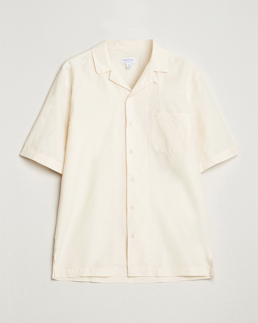Men | Shirts | Sunspel | Lightweight Cotton/Linen Resort Shirt Ecru