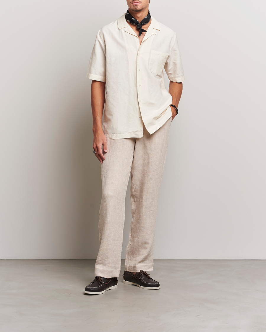 Men | Shirts | Sunspel | Lightweight Cotton/Linen Resort Shirt Ecru
