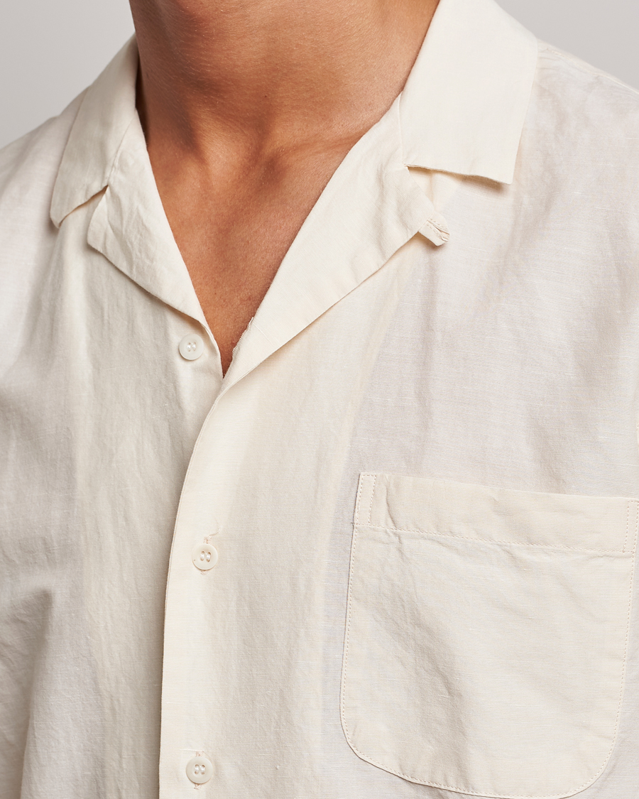 Men | Shirts | Sunspel | Lightweight Cotton/Linen Resort Shirt Ecru