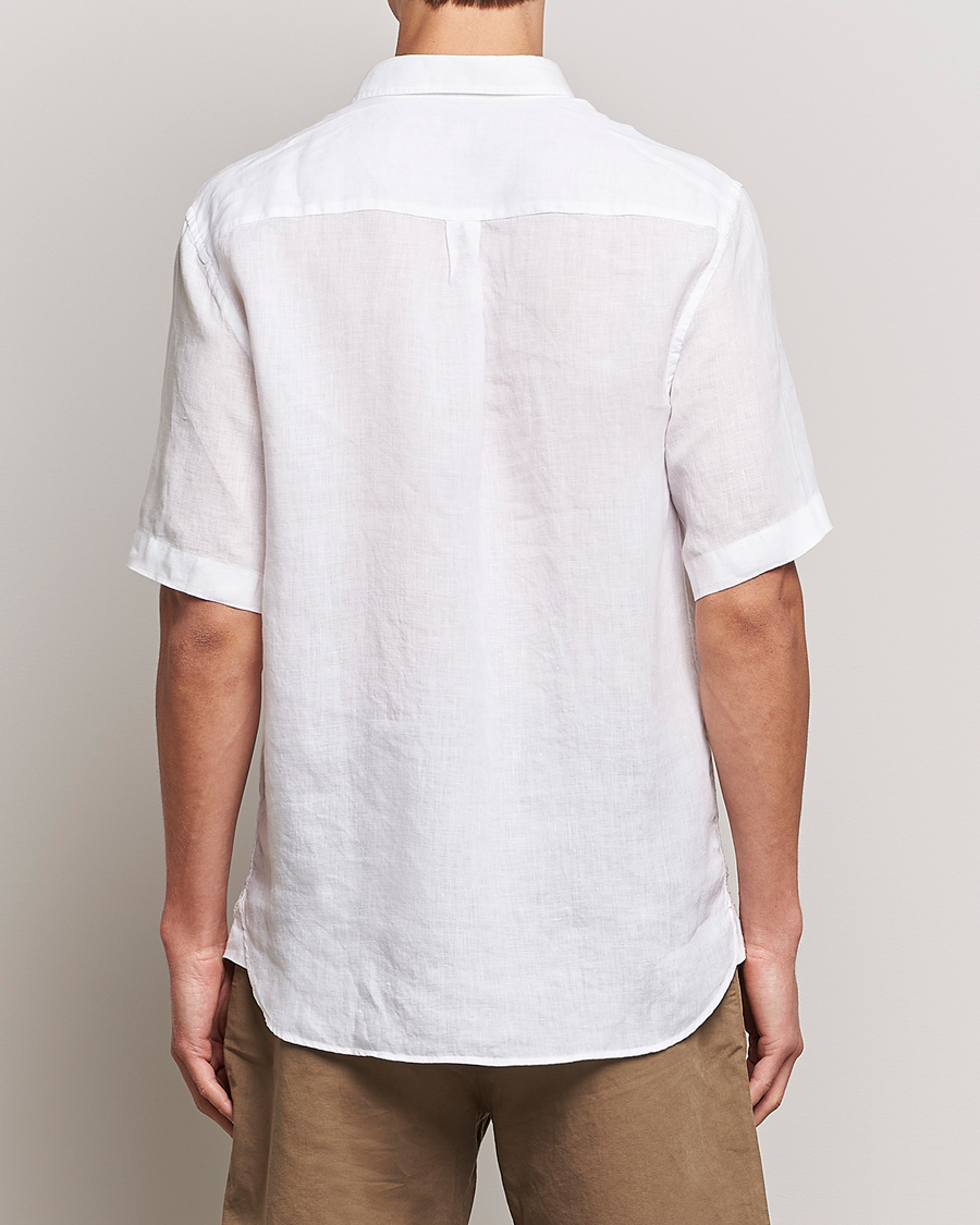 Men | Shirts | Sunspel | Short Sleeve Linen Shirt White