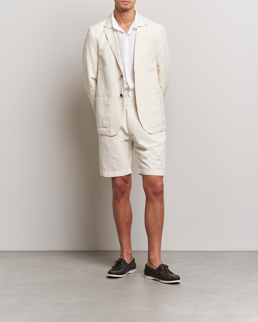 Men | Blazers | Sunspel | Unconstructed Cotton/Linen Blazer Undyed
