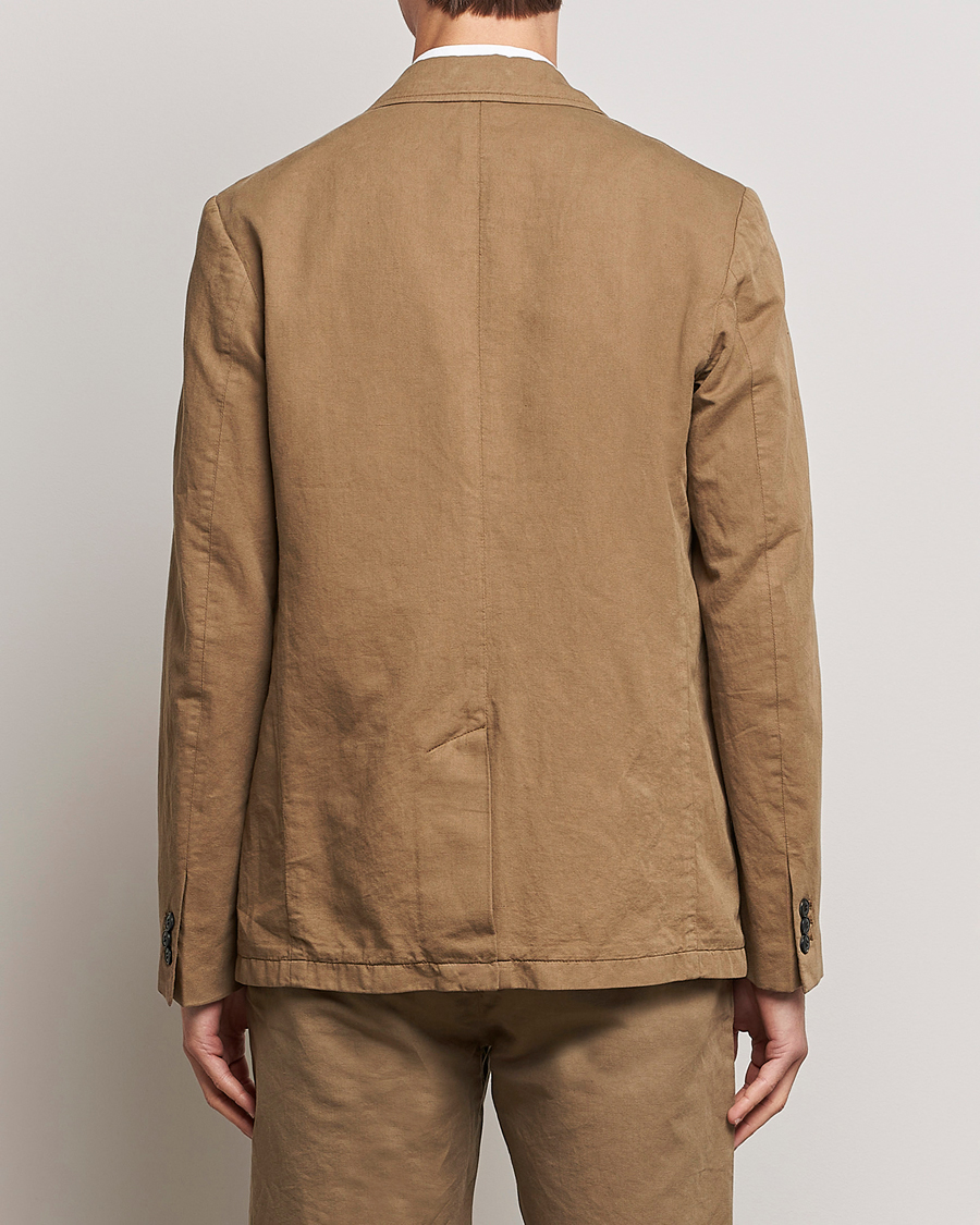 Men | Blazers | Sunspel | Unconstructed Cotton/Linen Blazer Dark Tan