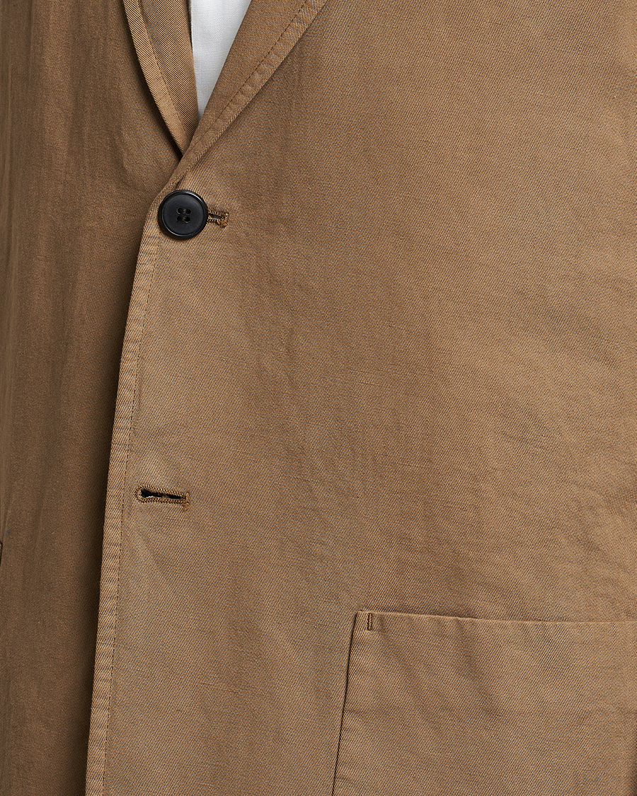 Men | Blazers | Sunspel | Unconstructed Cotton/Linen Blazer Dark Tan