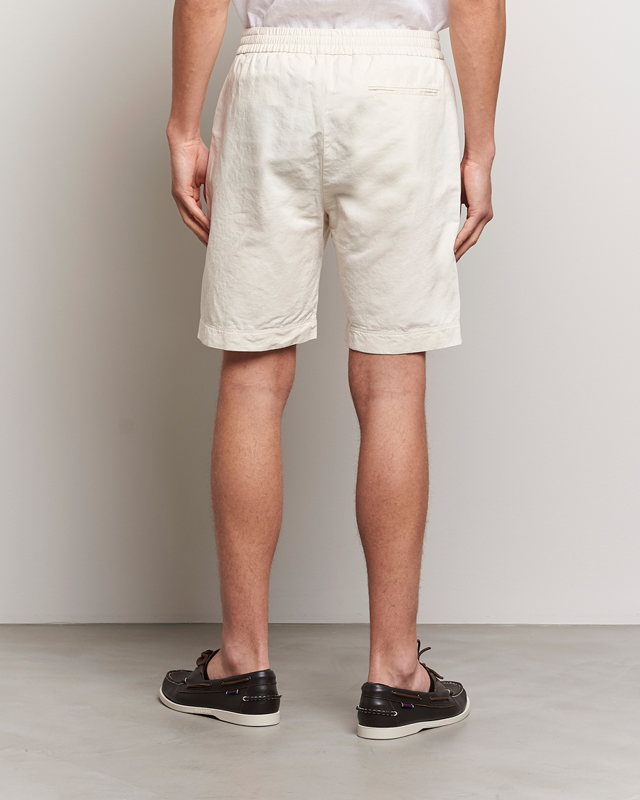 Men | Shorts | Sunspel | Cotton/Linen Drawstring Shorts Undyed