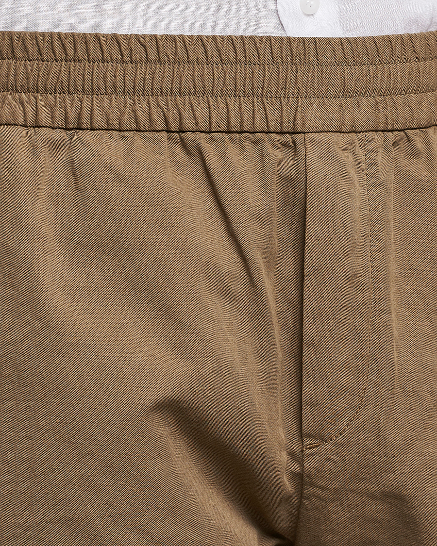 Men | Shorts | Sunspel | Cotton/Linen Drawstring Shorts Dark Tan