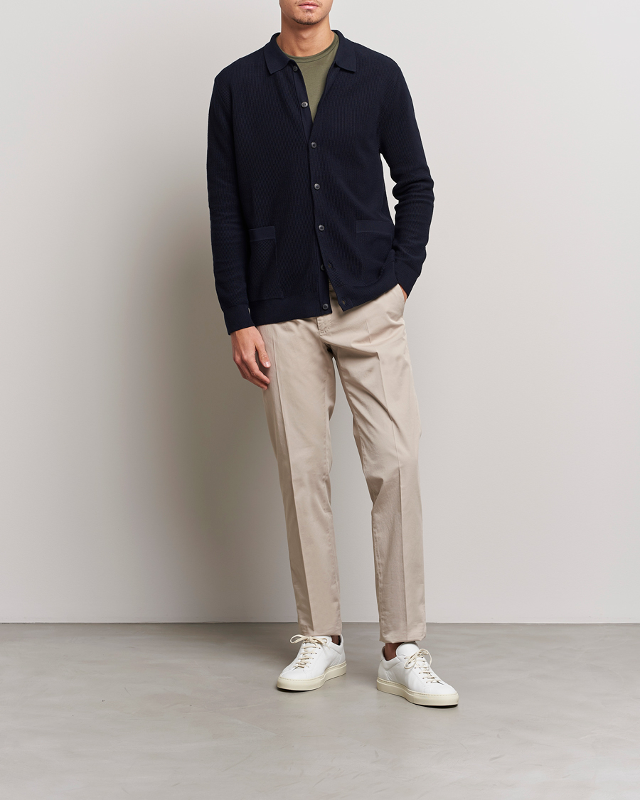Men | Sweaters & Knitwear | Sunspel | Long Staple Cotton Knitted Jacket Navy