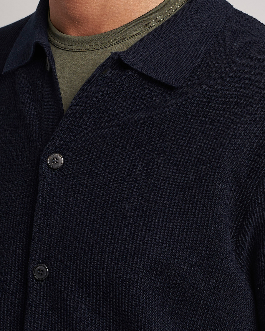 Men | Sweaters & Knitwear | Sunspel | Long Staple Cotton Knitted Jacket Navy