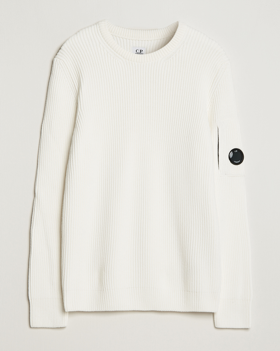 Men | Sweaters & Knitwear | C.P. Company | Full Rib Knitted Cotton Crewneck White