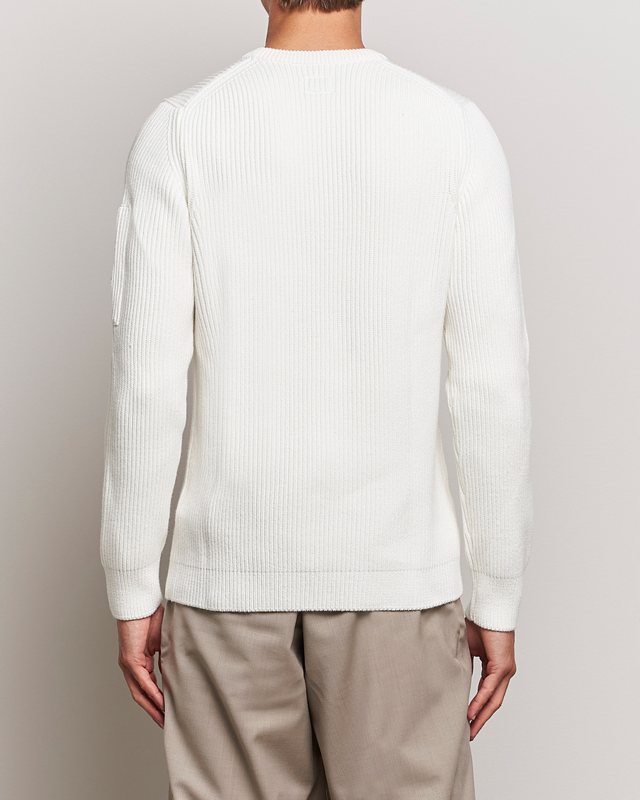Men | Sweaters & Knitwear | C.P. Company | Full Rib Knitted Cotton Crewneck White