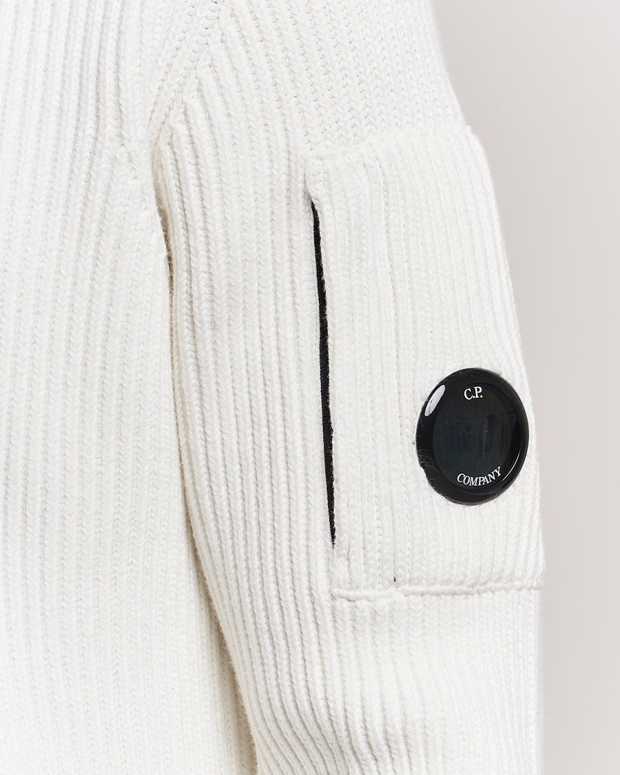 Men | Sweaters & Knitwear | C.P. Company | Full Rib Knitted Cotton Crewneck White