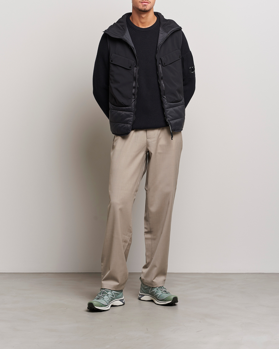 Men | Sweaters & Knitwear | C.P. Company | Full Rib Knitted Cotton Crewneck Black