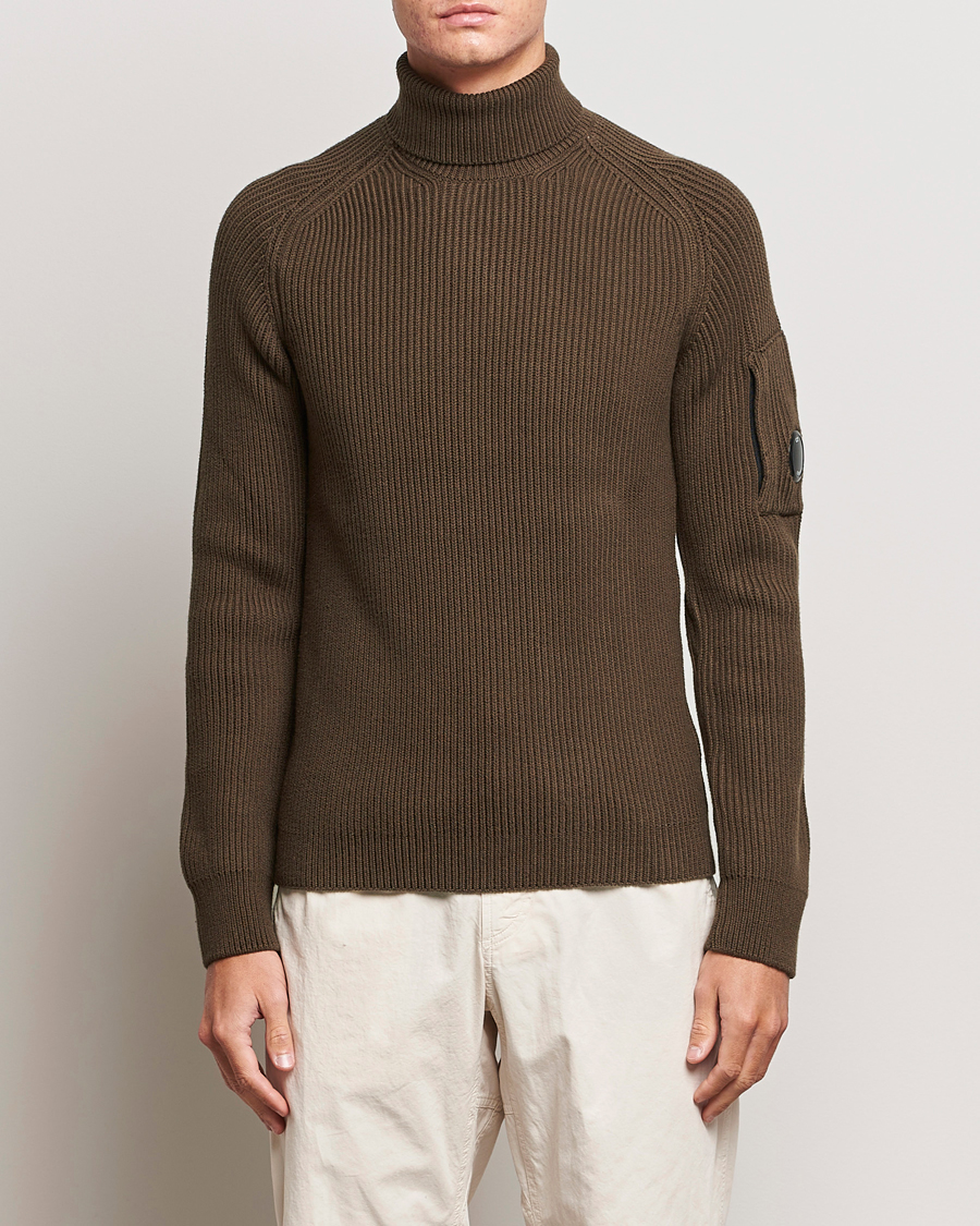 Men | Turtlenecks | C.P. Company | Full Rib Knitted Cotton Rollneck Brown