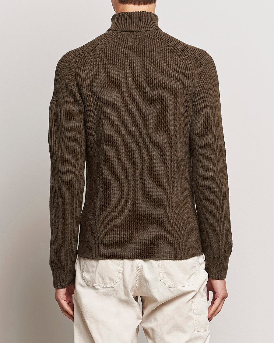 Men | Sweaters & Knitwear | C.P. Company | Full Rib Knitted Cotton Rollneck Brown