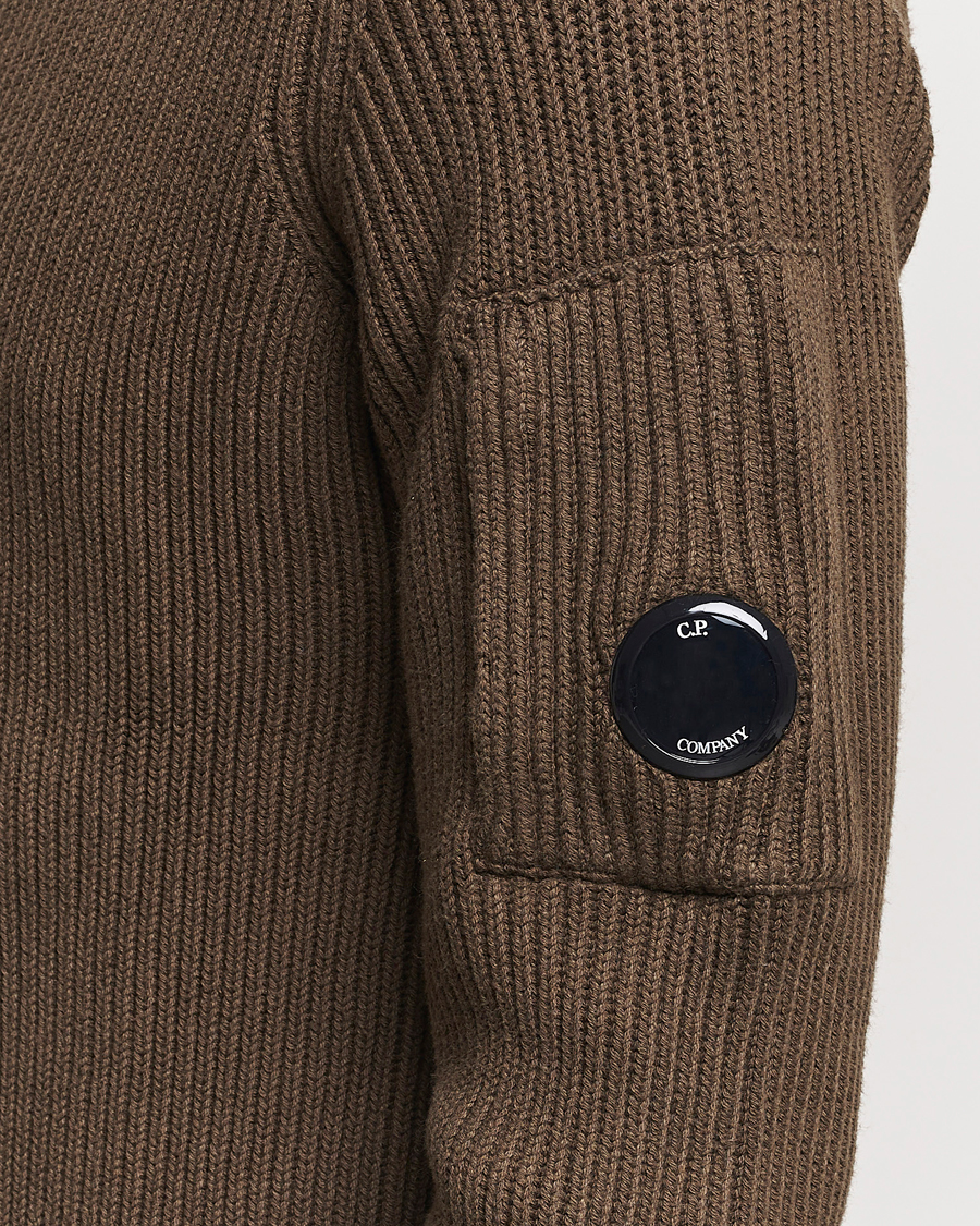 Men | Sweaters & Knitwear | C.P. Company | Full Rib Knitted Cotton Rollneck Brown